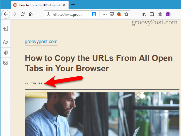 Tempo di lettura stimato su Reader View in Firefox