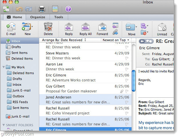 Outlook 2011 per screenshot di Mac