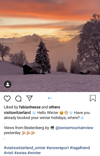 esempio di post aziendale su Instagram utilizzando l'hashtag di tagafriend