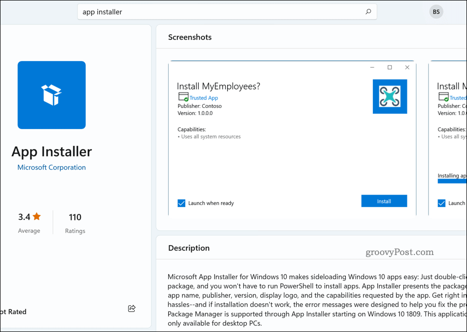 Programma di installazione dell'app in Microsoft Store