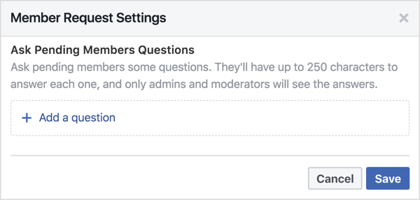 Puoi porre 3 domande ai membri del gruppo Facebook in sospeso.