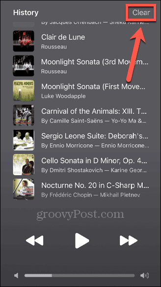 Cancella cronologia musica Apple iOS