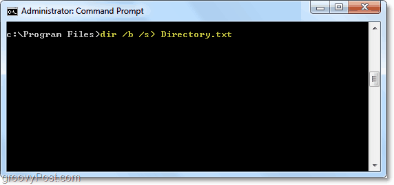 usa dir / b / s> directory.txt per generare una query dir in un file di testo
