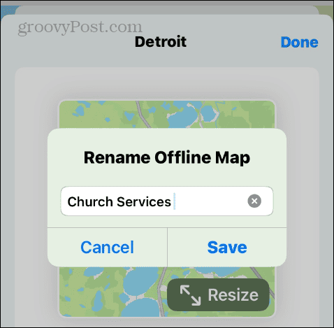 rinominare la casella di input della mappa offline