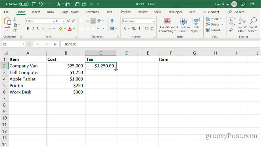 riempiendo le celle in Excel