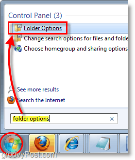 Schermata di Windows 7: apri le opzioni della cartella