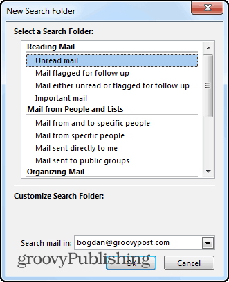 Cartelle di ricerca di Outlook 2013 nuove