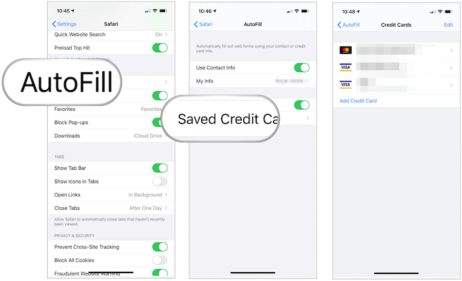 carta di credito iOS