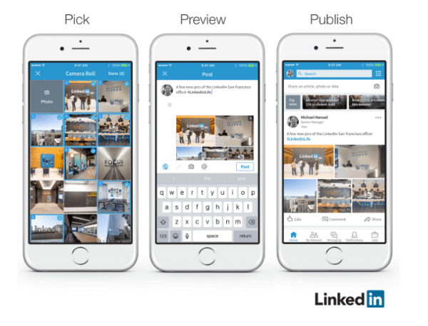 LinkedIn ha annunciato che i membri possono ora aggiungere facilmente più foto a un singolo post.