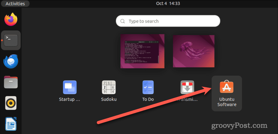 Fare clic su Software Ubuntu