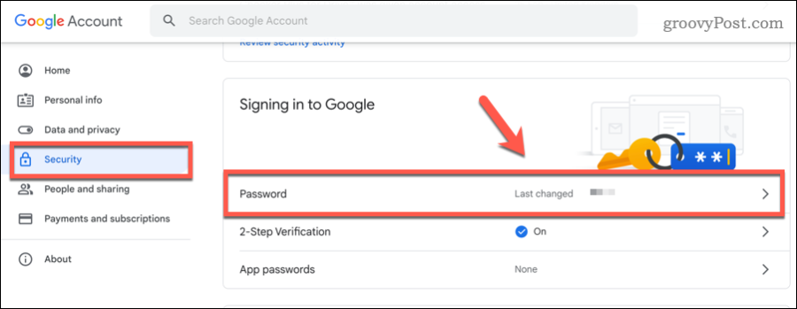 Modifica della password di Gmail