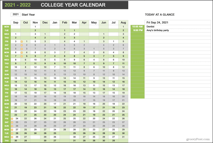 Calendario dell'anno universitario