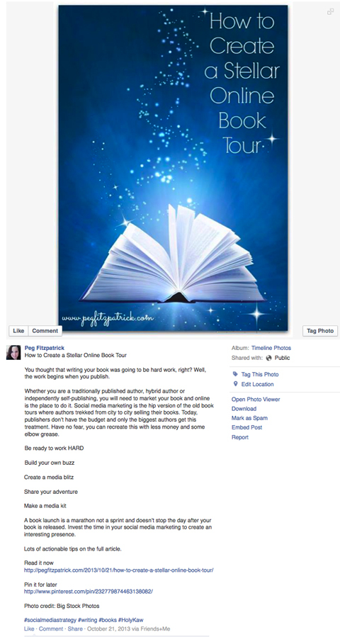 post ottimizzato per l'immagine del tour del libro di Facebook