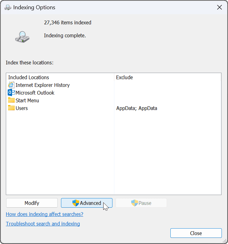 La ricerca di Windows 11 in Outlook non funziona
