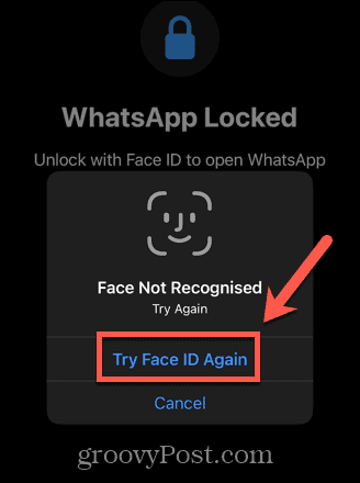 whatsapp riprova con Face ID