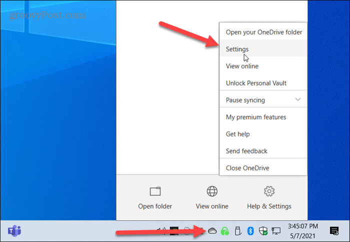 Impostazioni di Microsoft OneDrive