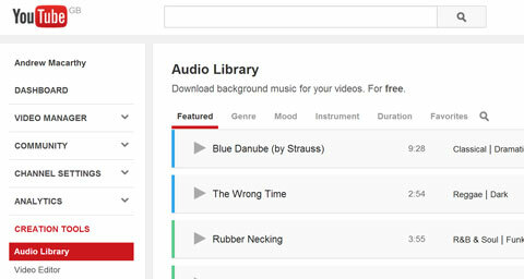 libreria audio di YouTube