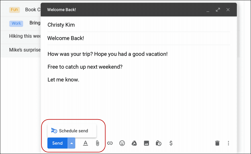 Pianifica Invia desktop Gmail