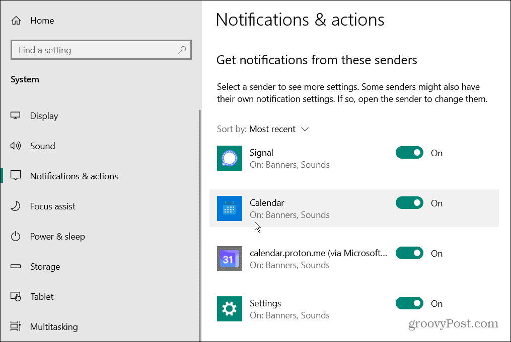 Disattiva i suoni di notifica delle app su Windows