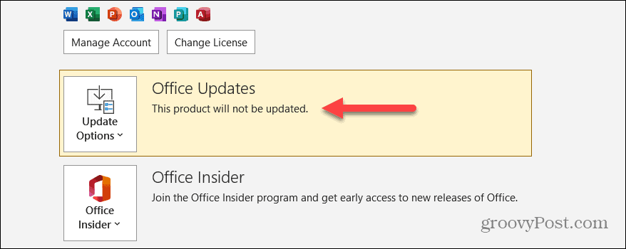 Disattiva gli aggiornamenti di Microsoft Office 