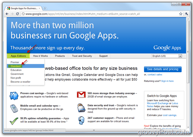 Link alla Google Apps Standard Edition