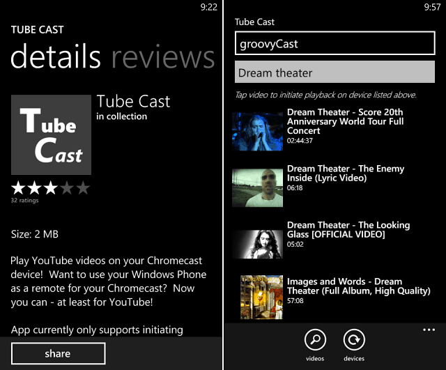Invia video di YouTube a Chromecast da Windows Phone