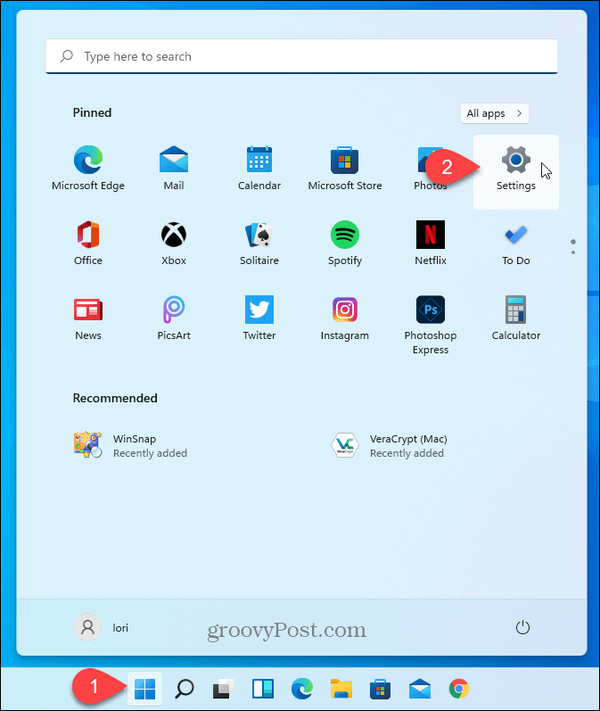 Apri le impostazioni di Windows 11