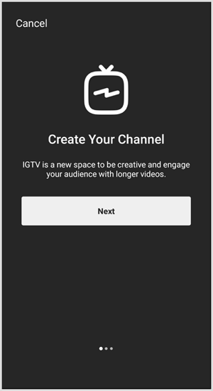 Segui le istruzioni per configurare il canale IGTV.