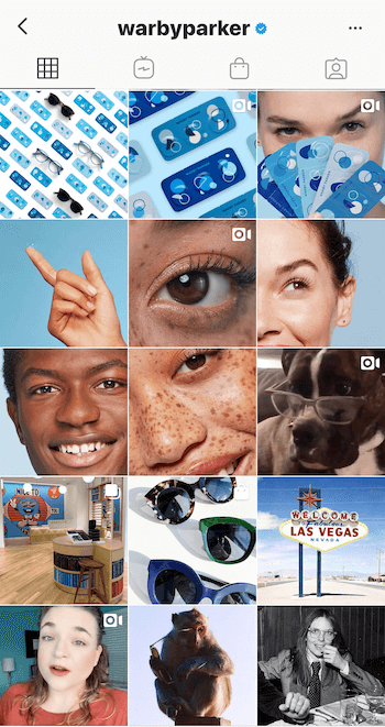 Profilo aziendale Instagram per Warby Parker