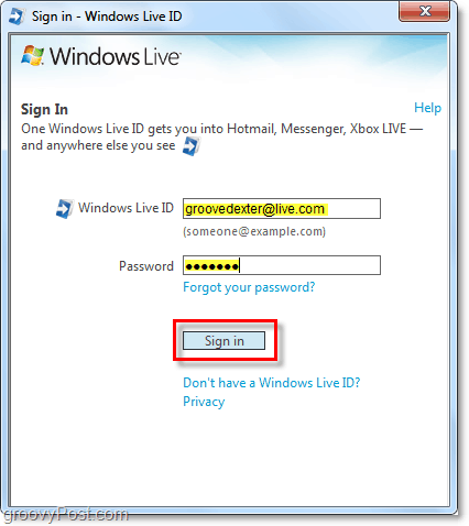 accedi a Windows Live automaticamente usando un account Windows 7