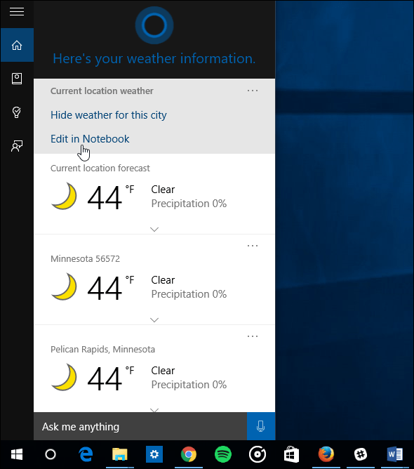 Suggerimento per Windows 10: imposta Cortana Show Weather per più città