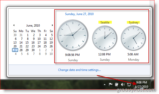 Microsoft Windows 7 visualizza orologi aggiuntivi in ​​diversi fusi orari